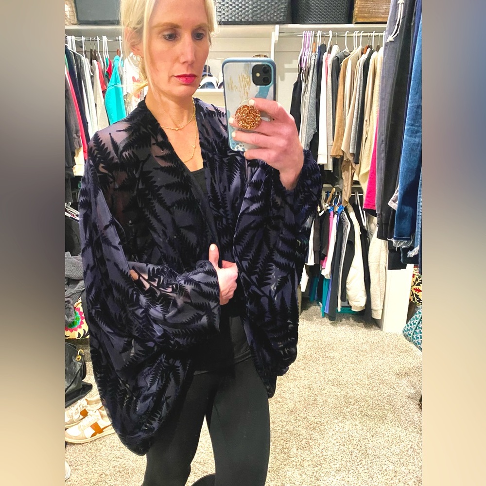 Anthropologie Floreat navy open shawl/cardigan